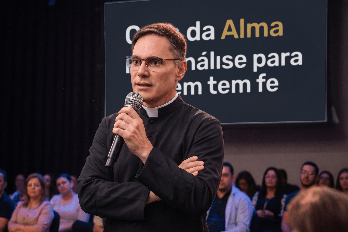 Pe. Fábio Marinho ministrando palestra Cura da Alma